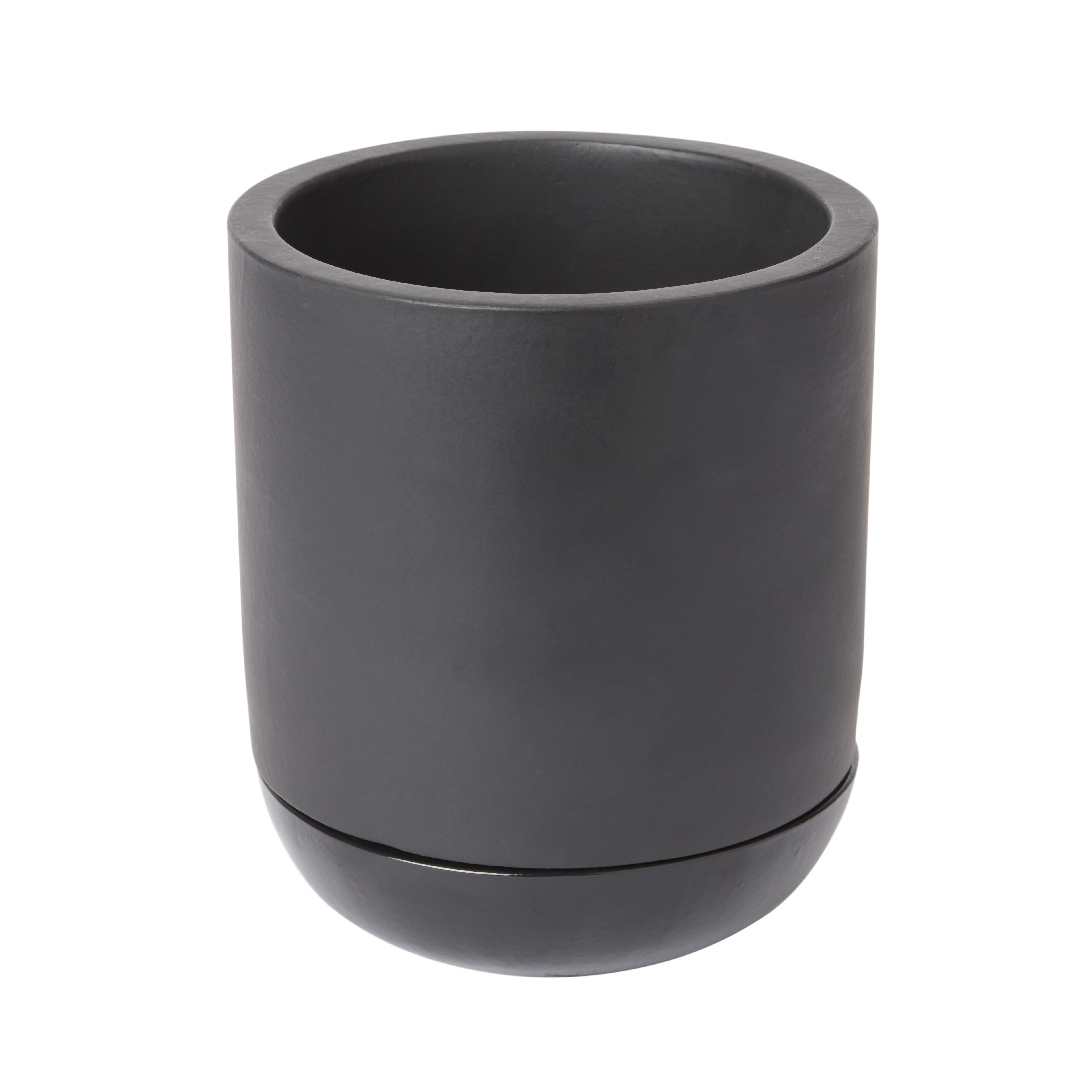 Black Concrete Cylindrical Plant pot (Dia)15.7cm