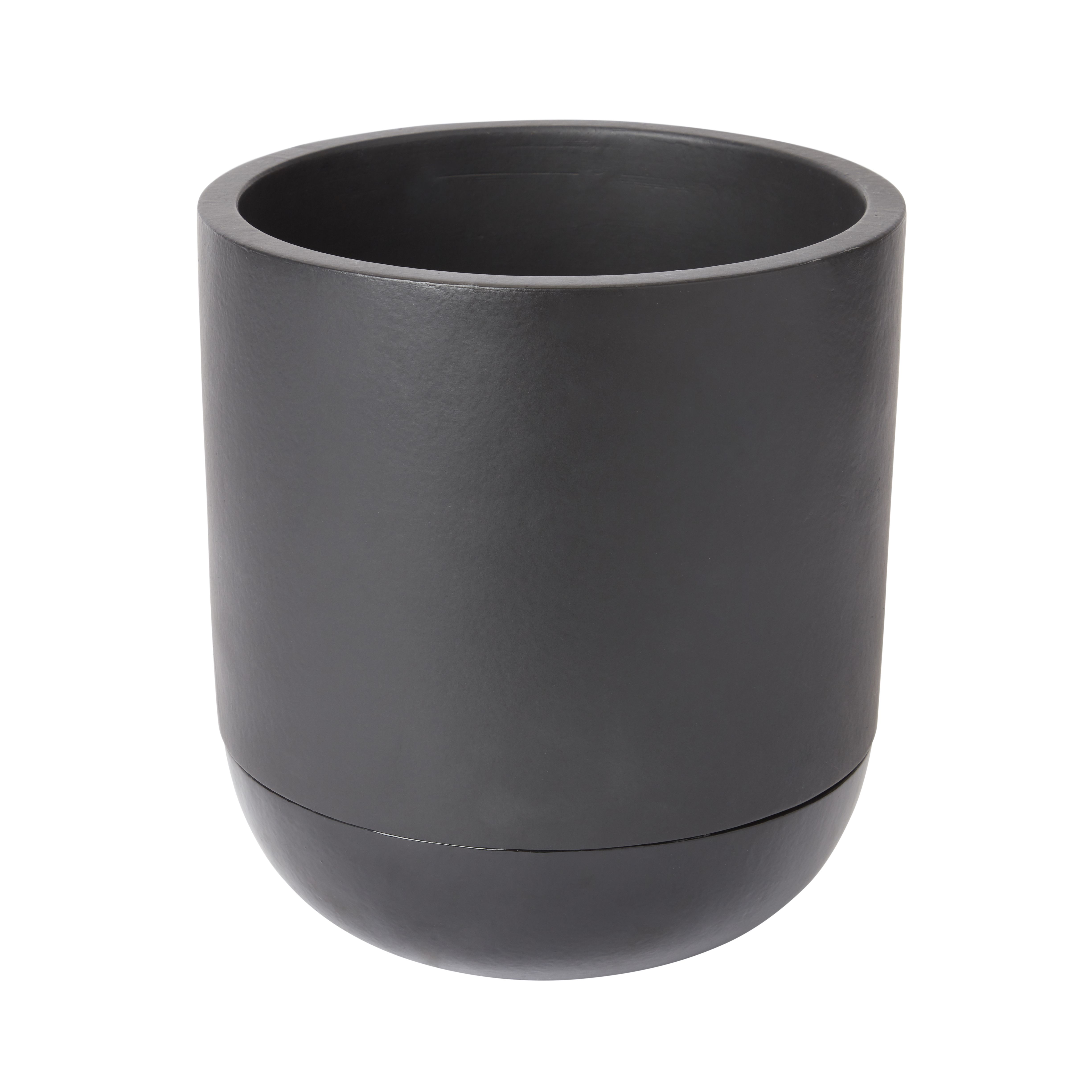 Black Concrete Cylindrical Plant pot (Dia)20.4cm | DIY at B&Q