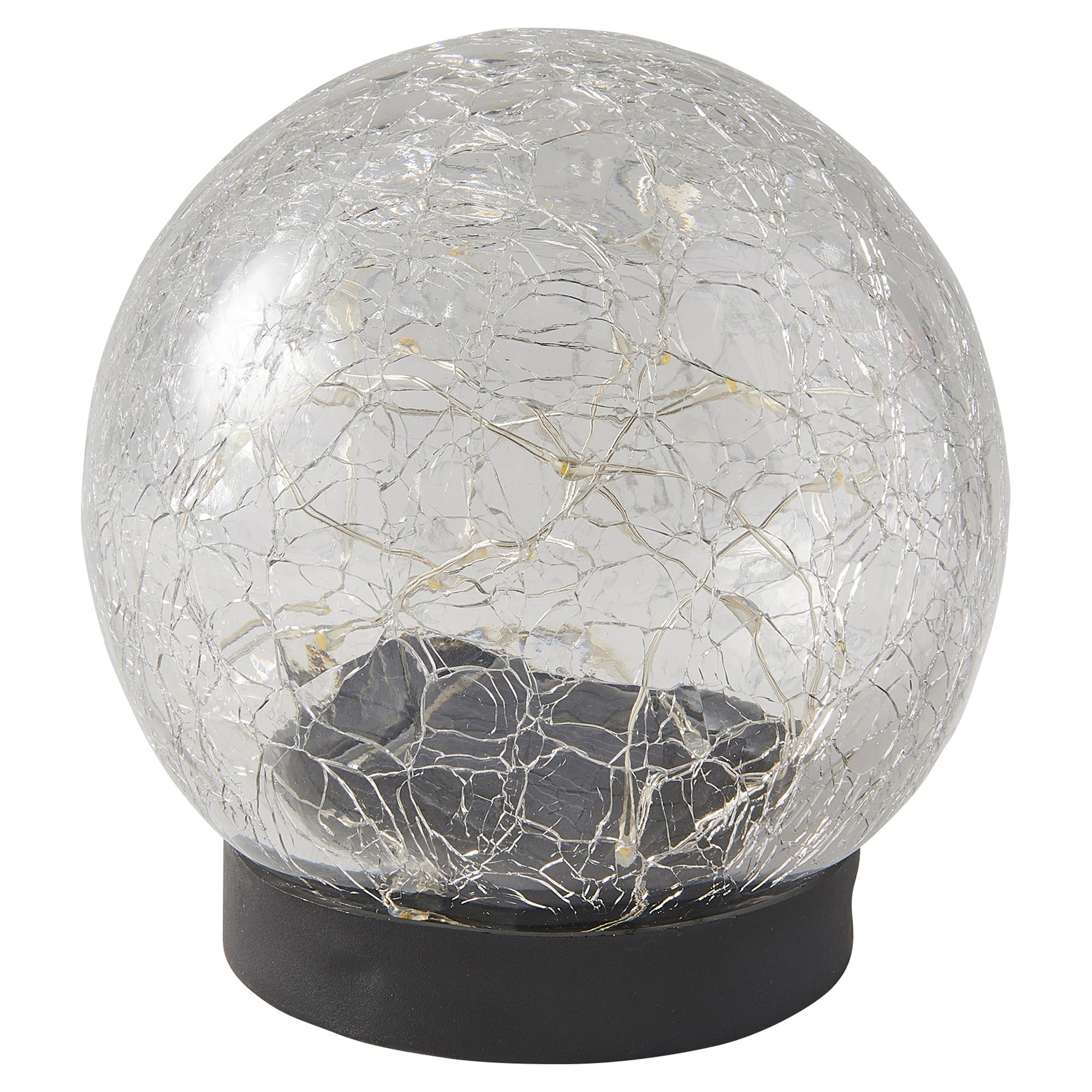 Black Cracked glass effect Crackle glass ball Solar-powered Integrated LED Outdoor Table lamp