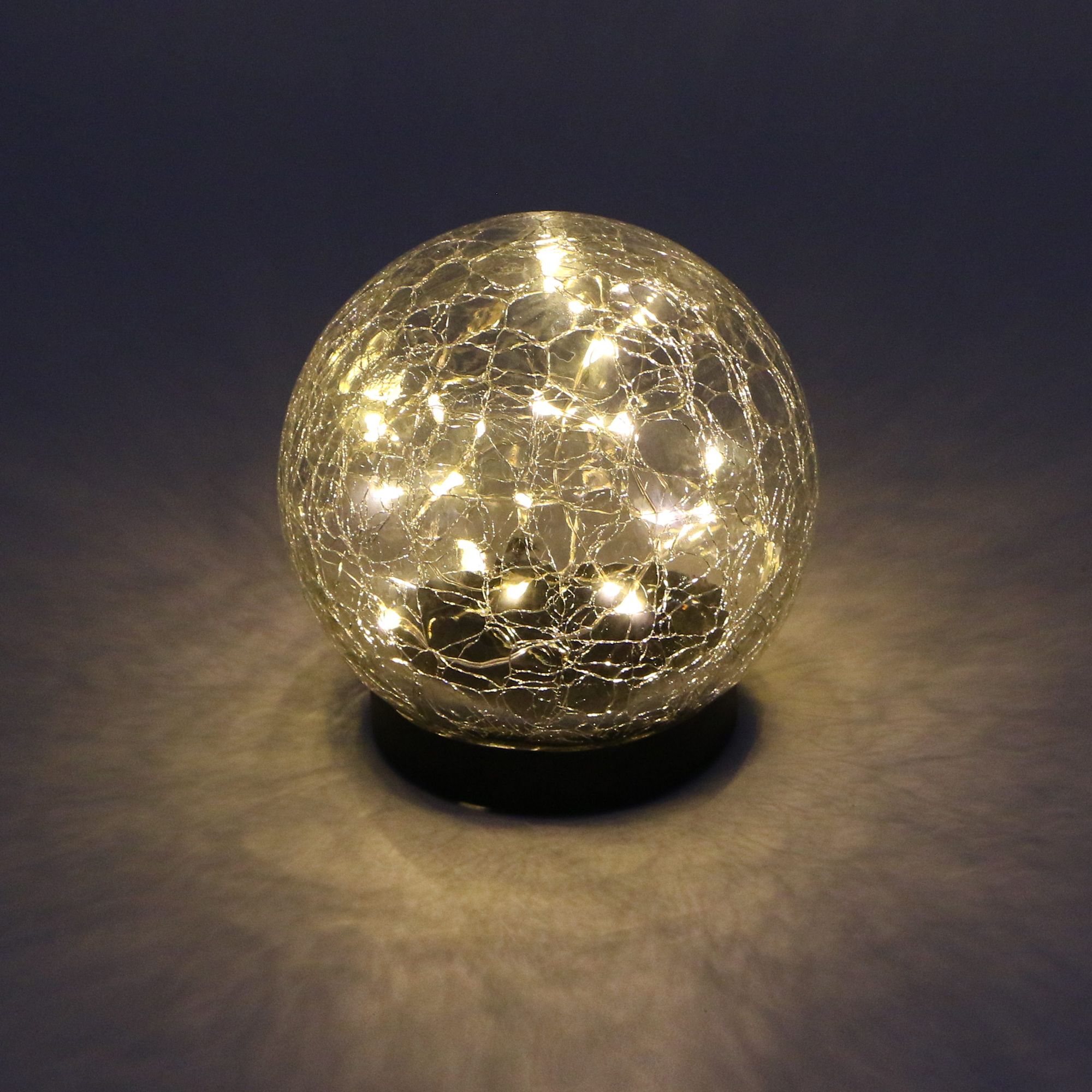 Black Cracked glass effect Crackle glass ball Solar-powered Integrated LED Outdoor Table lamp