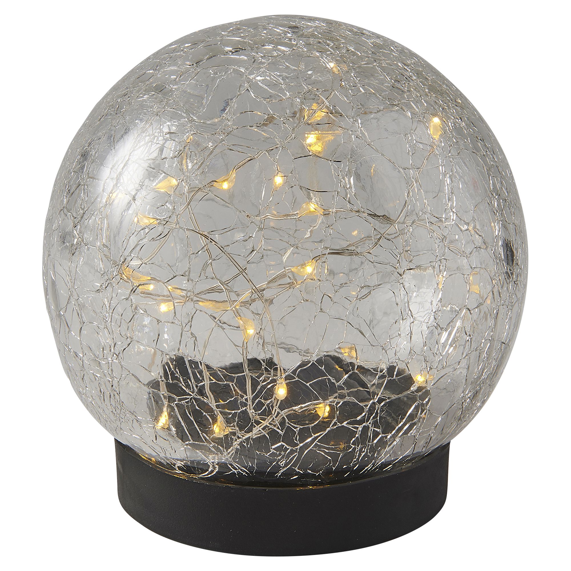 Black Cracked glass effect Crackle glass ball Solar-powered Integrated LED Outdoor Table lamp