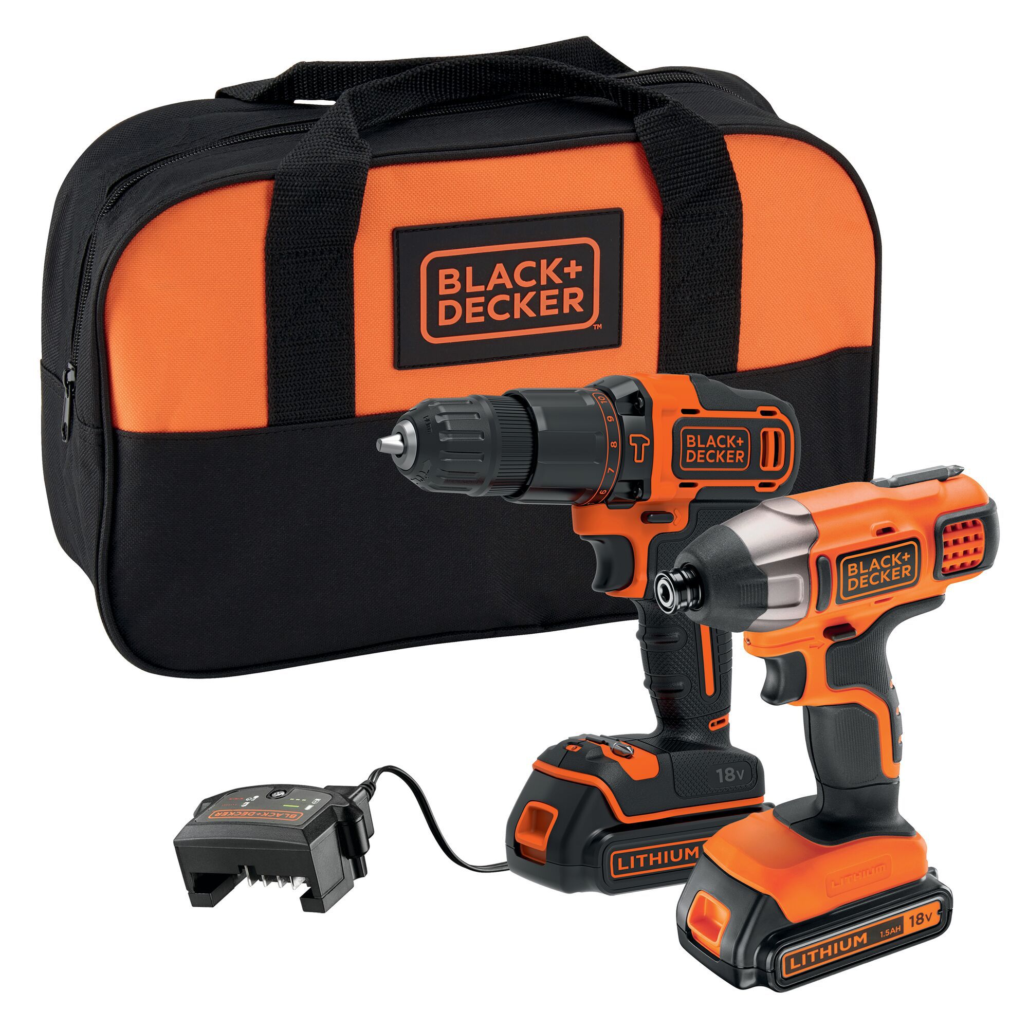 Black & Decker 18V 2 x 1.5 Li-ion Cordless Combi drill & impact