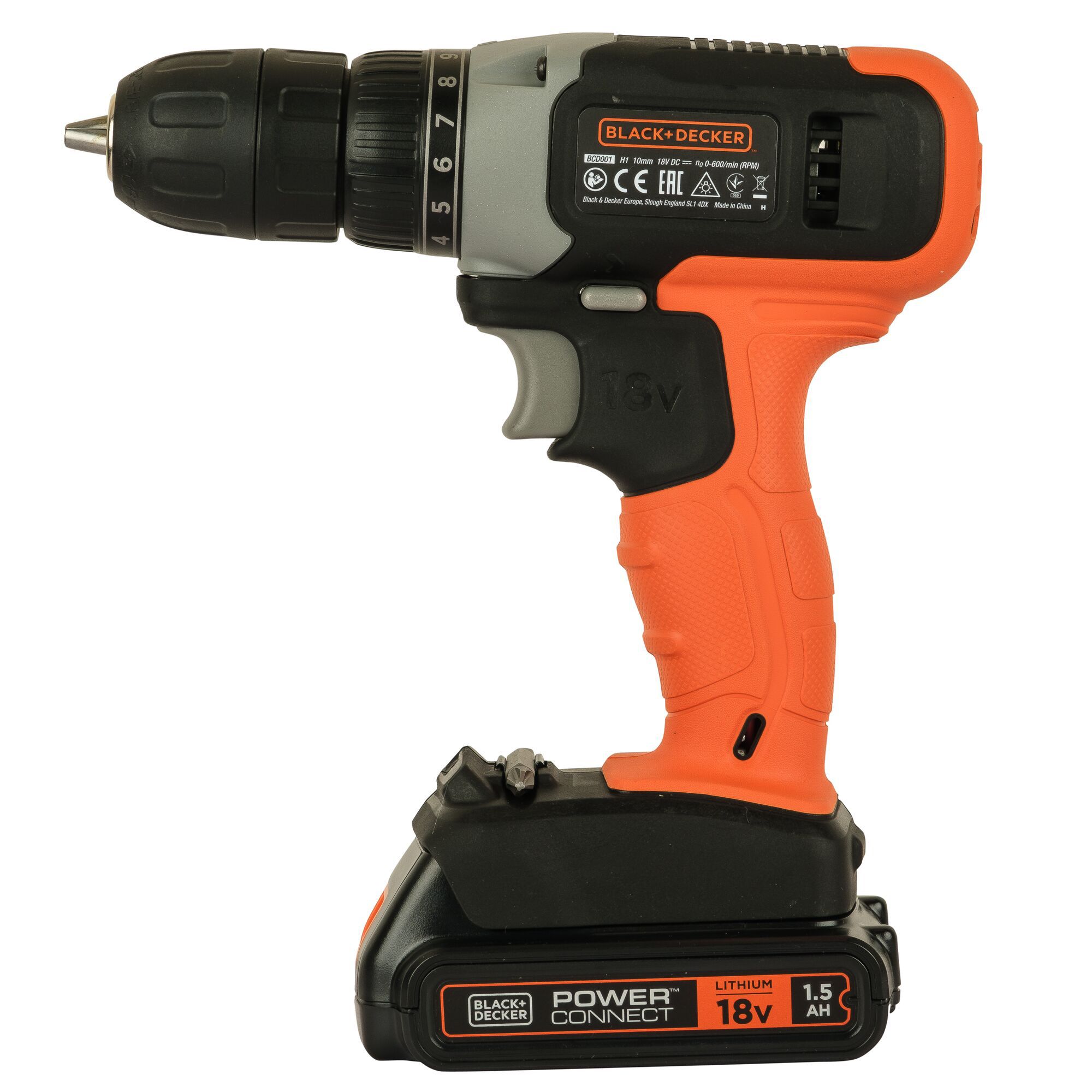 Black+Decker 18V Li-ion Cordless Drill driver (1 x 1.5Ah) - BCD001