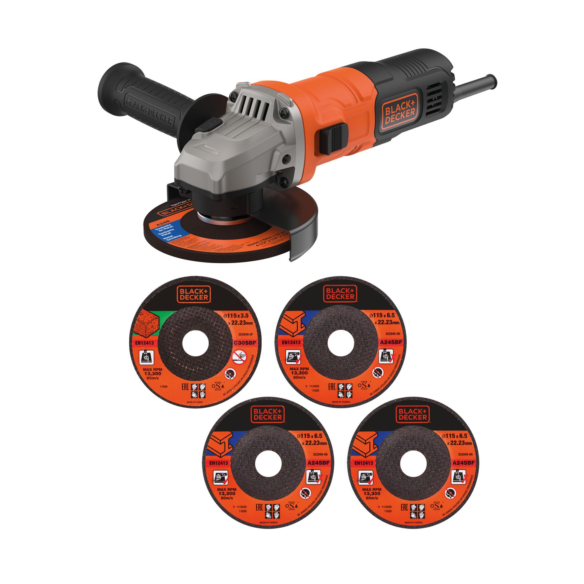 Black+Decker 115mm Angle Grinder 900W STAKG915-QS