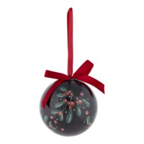 Black Découpage berries Plastic Round Bauble (D) 73mm