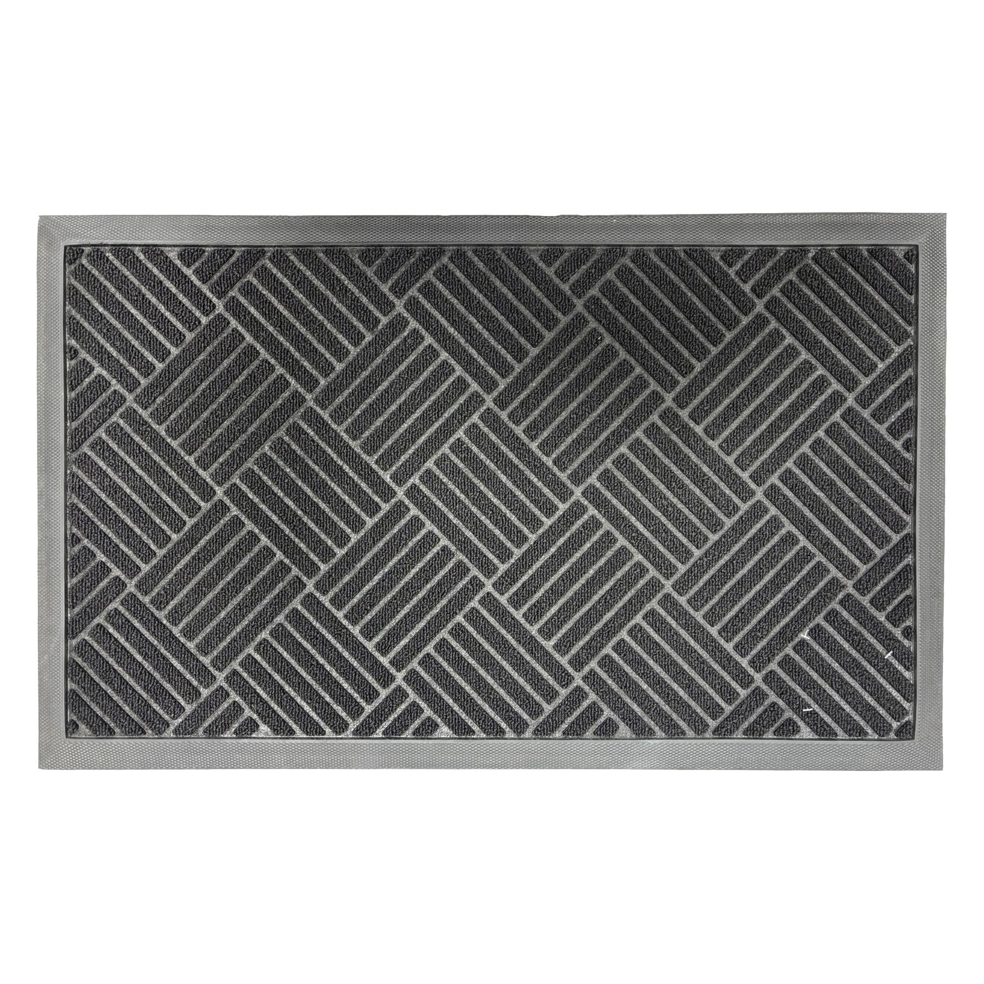 Black Geometric Rectangular Door mat, 45cm x 75cm