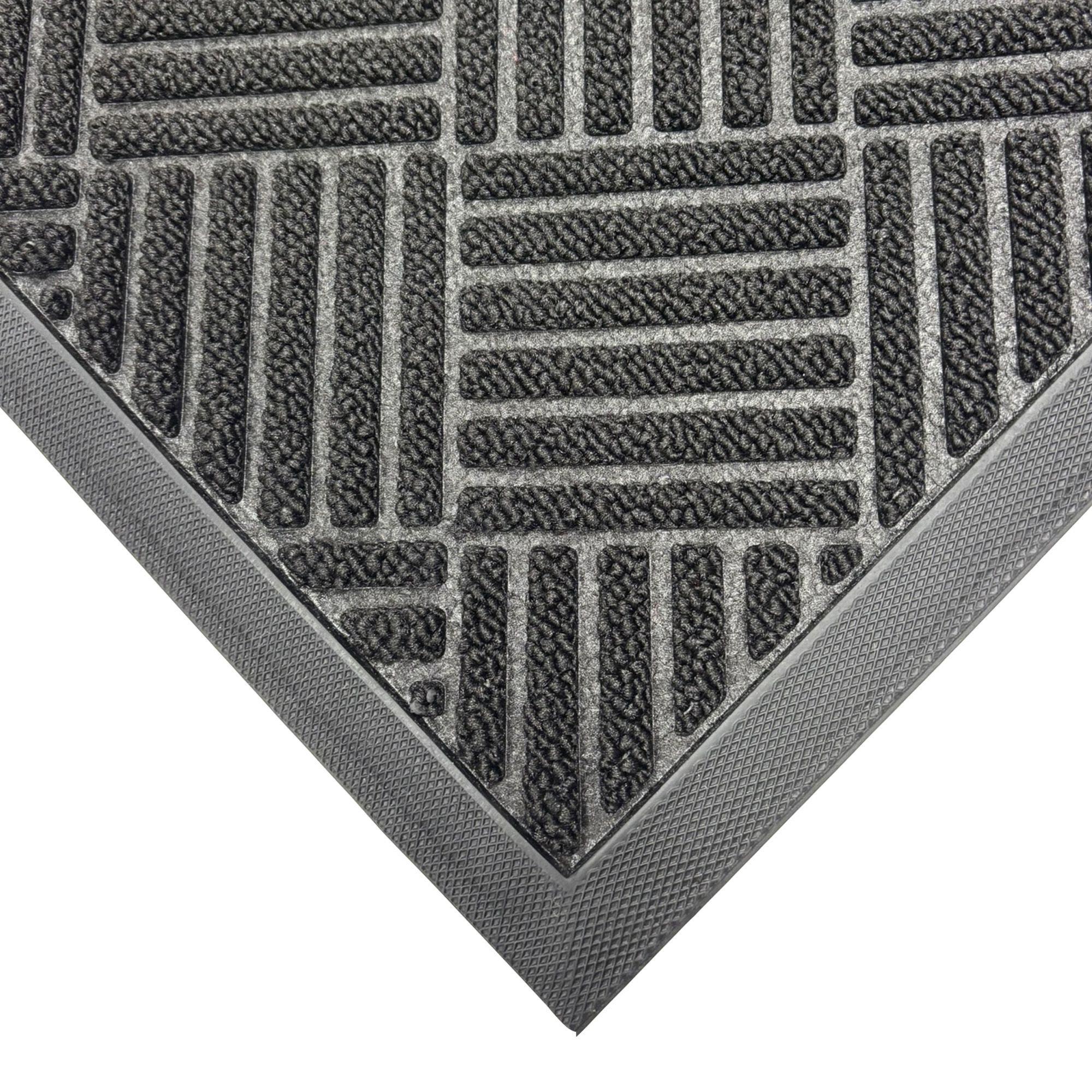 Black Geometric Rectangular Door mat, 45cm x 75cm