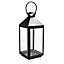 Black Glass & iron Hurricane lantern, Large