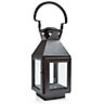 Black Glass & iron Hurricane lantern, Small