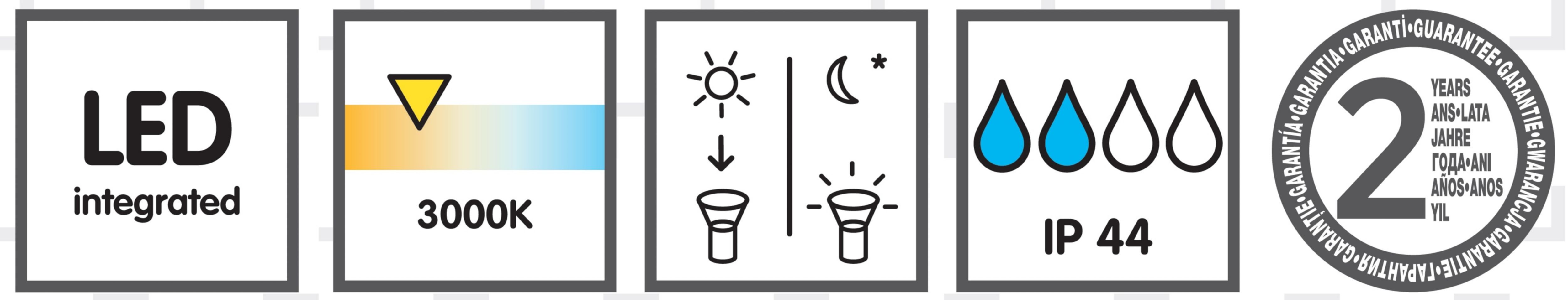 Black Glass & metal Solar-powered Outdoor LED Lantern