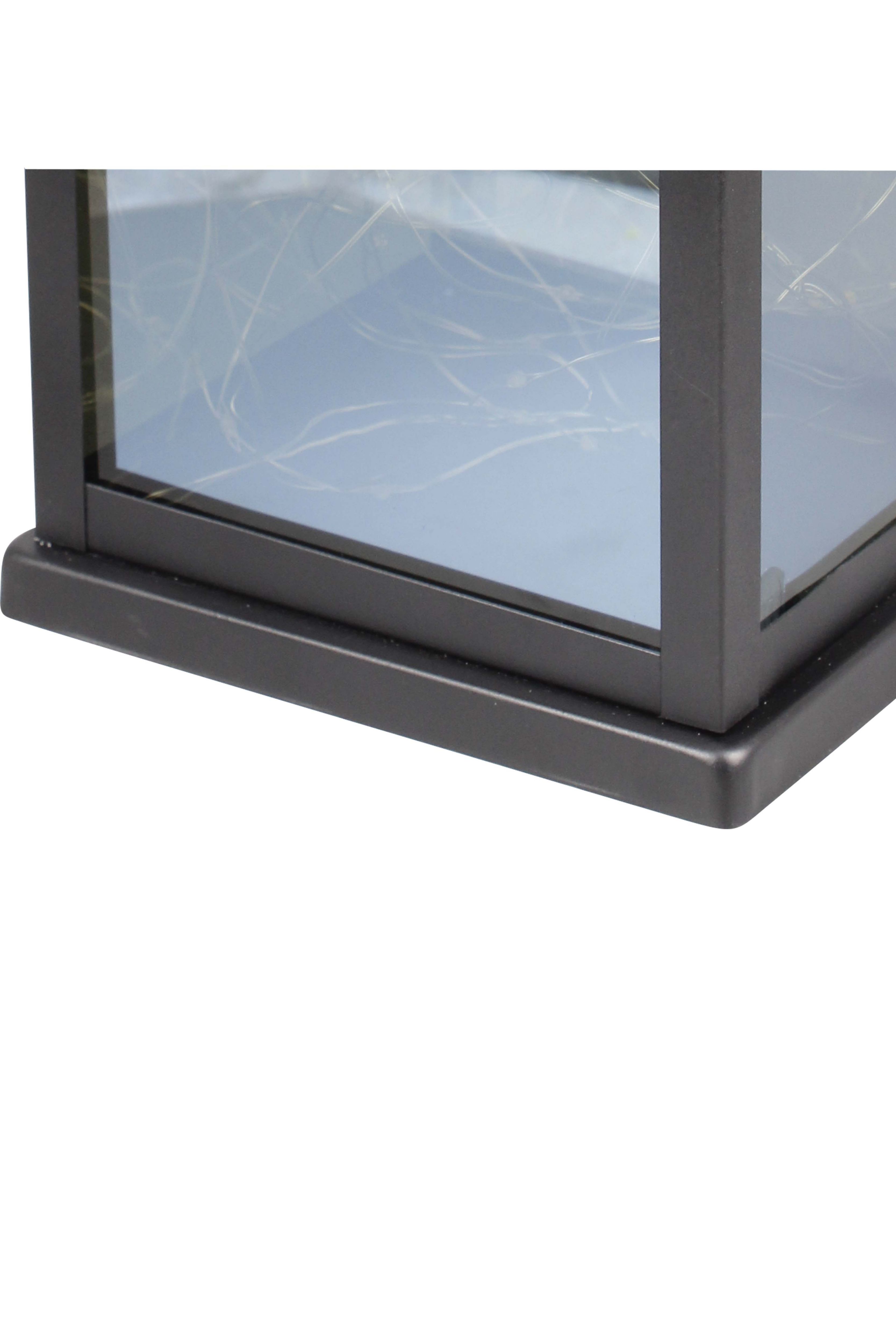 Black Glass & metal Solar-powered Outdoor LED Lantern