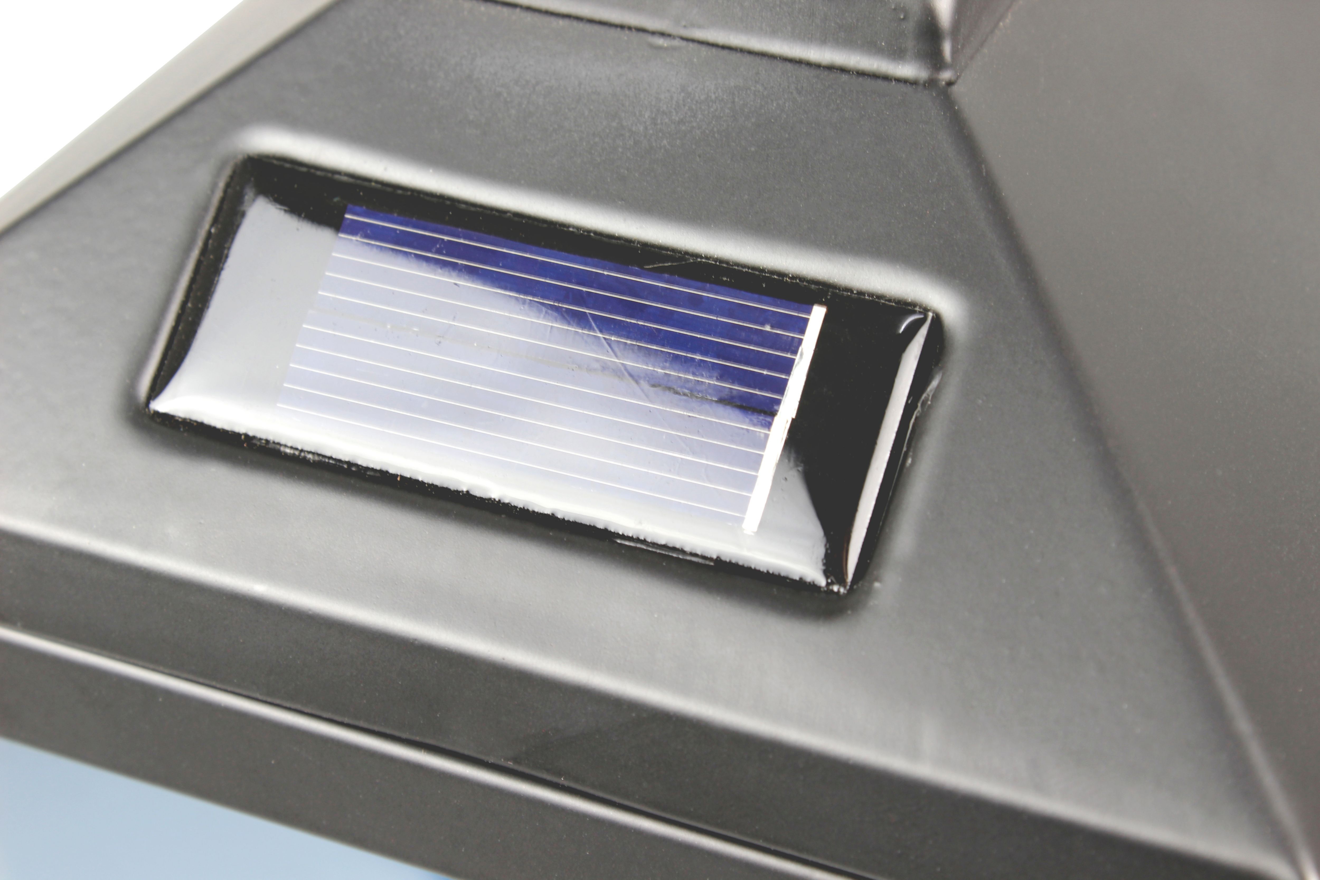 Black Glass & metal Solar-powered Outdoor LED Lantern