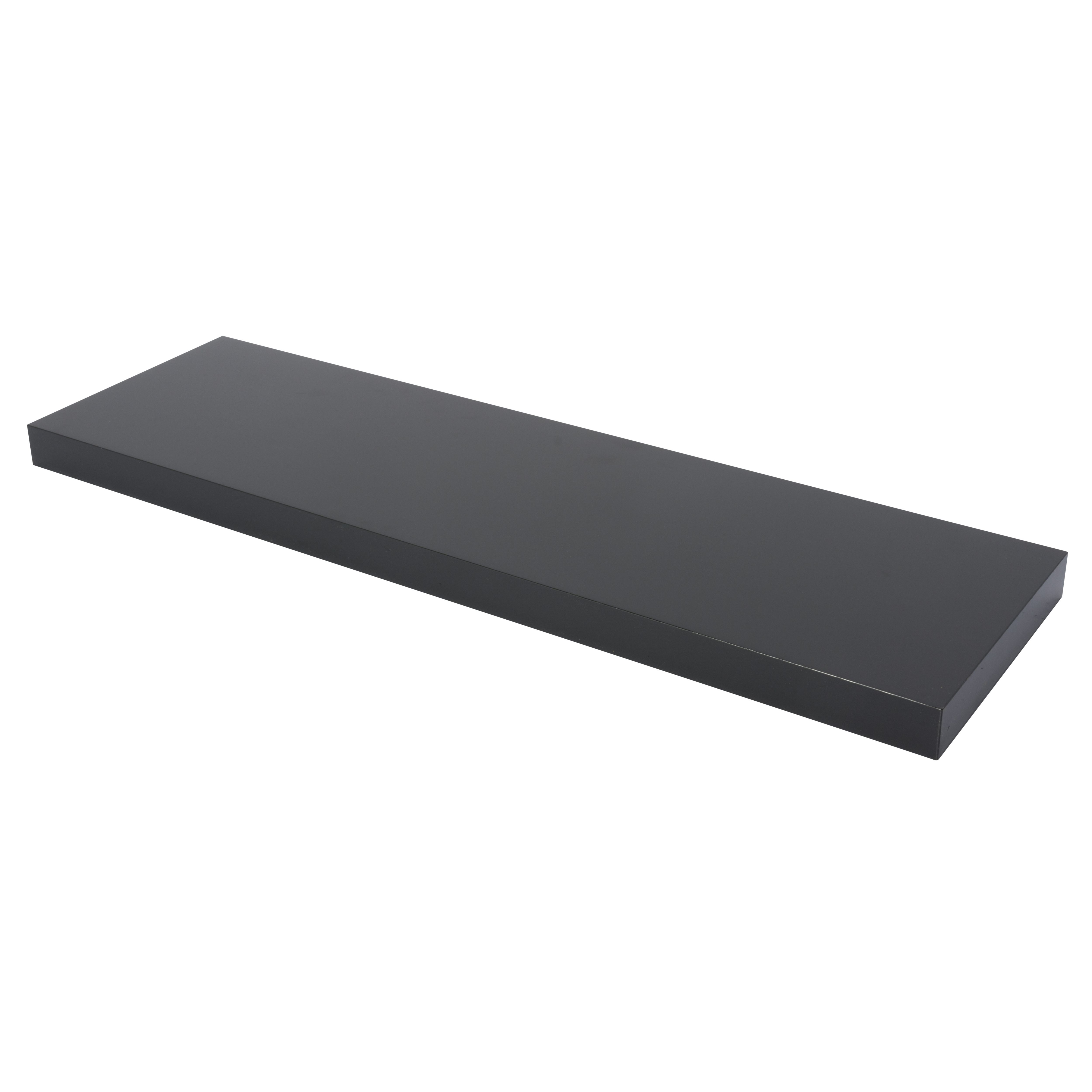 Black Gloss Floating shelf (L)802mm (D)237mm DIY at B&Q