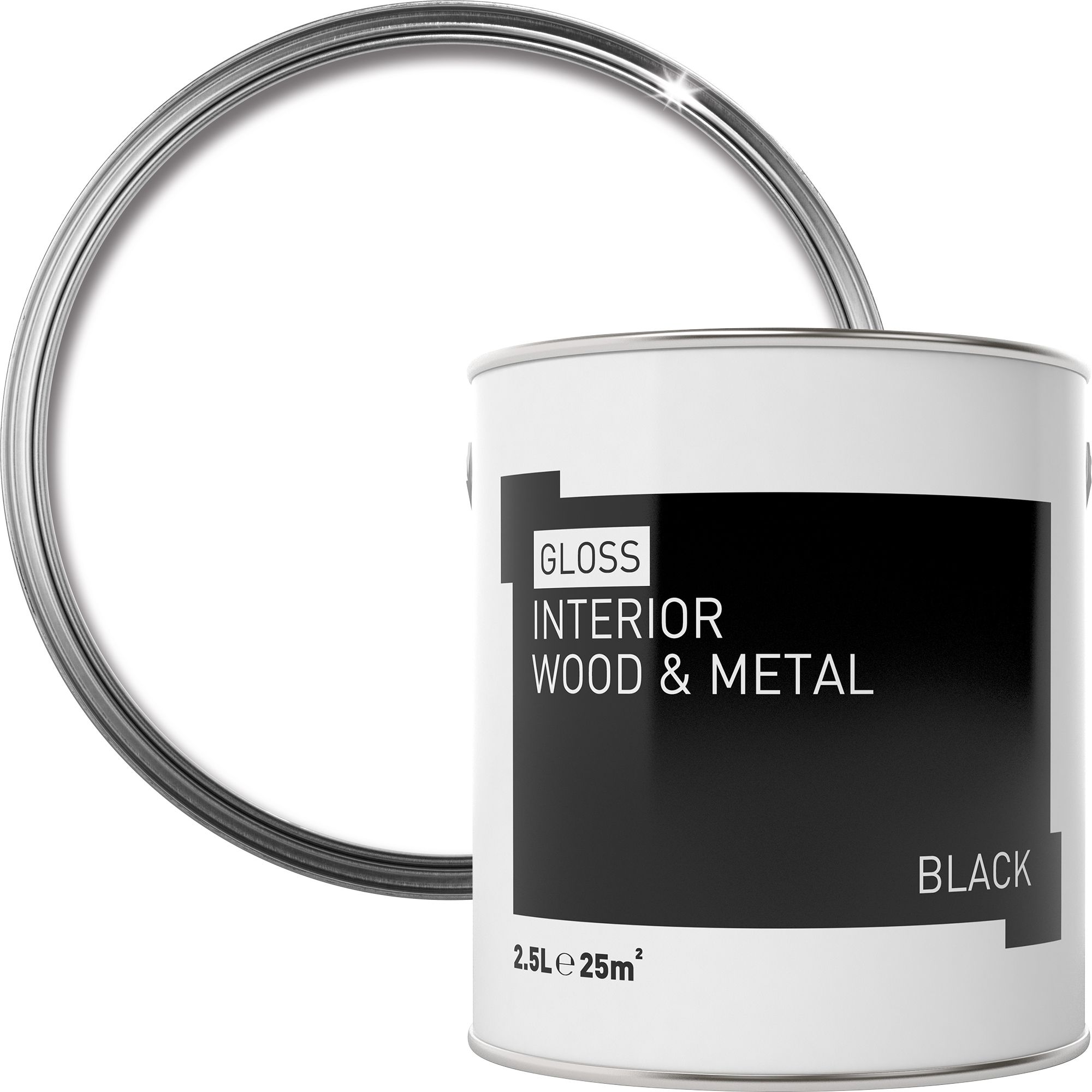 Black Gloss Metal & wood paint, 2.5L DIY at B&Q
