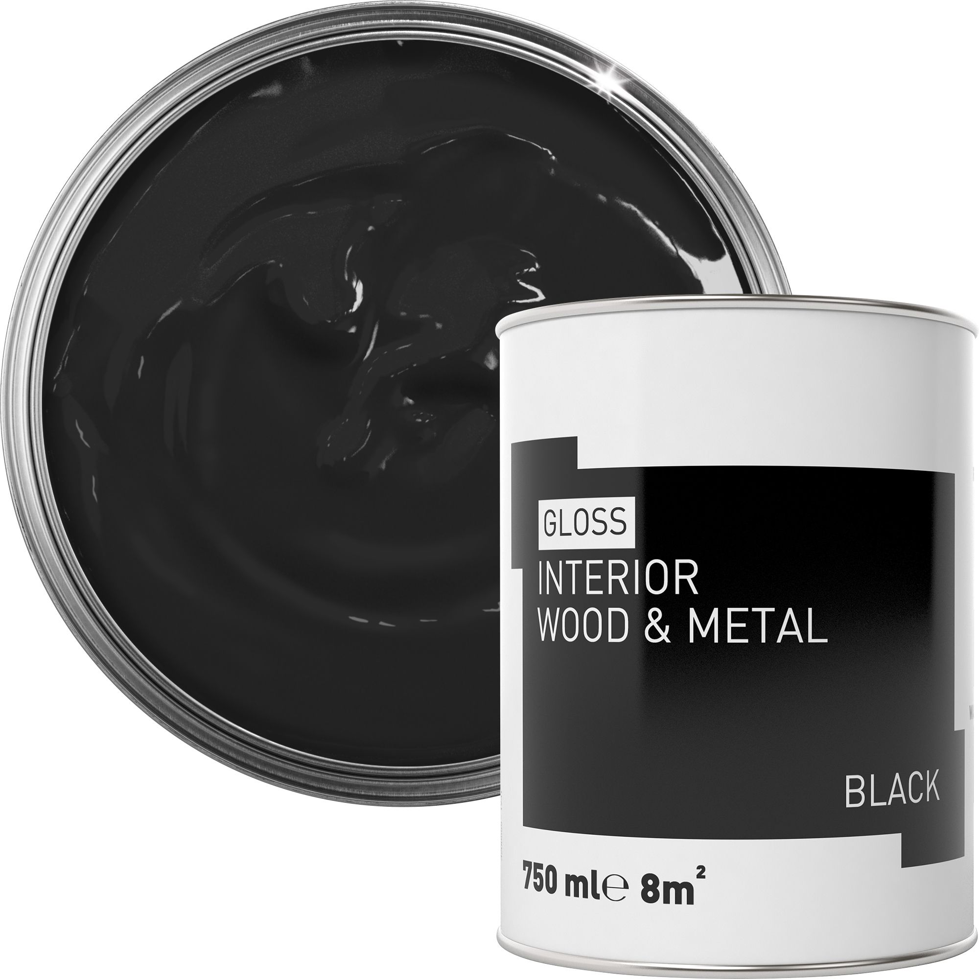 Black Gloss Metal & wood paint, 750ml