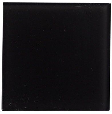 Black Gloss Plain Stone effect Tile, (L)98mm (W)98mm