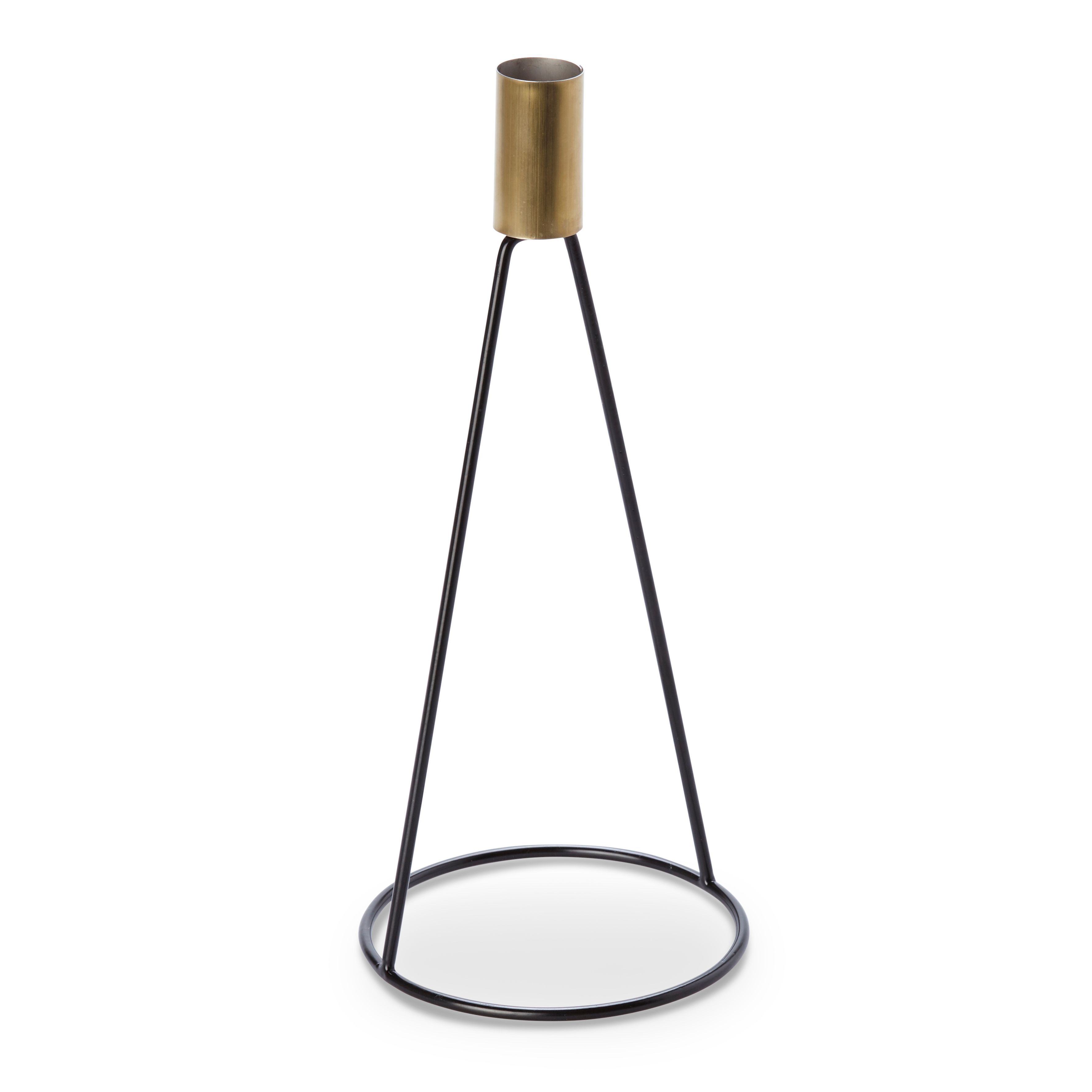 Black Gold effect Wire Metal Dinner candle holder, Large DIY at B&Q