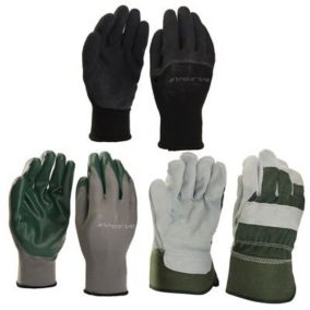 Black, green & grey General handling gloves