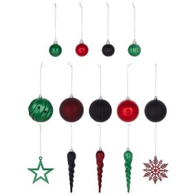 Black, green & red Plastic Hanging decoration set, Pack of 100