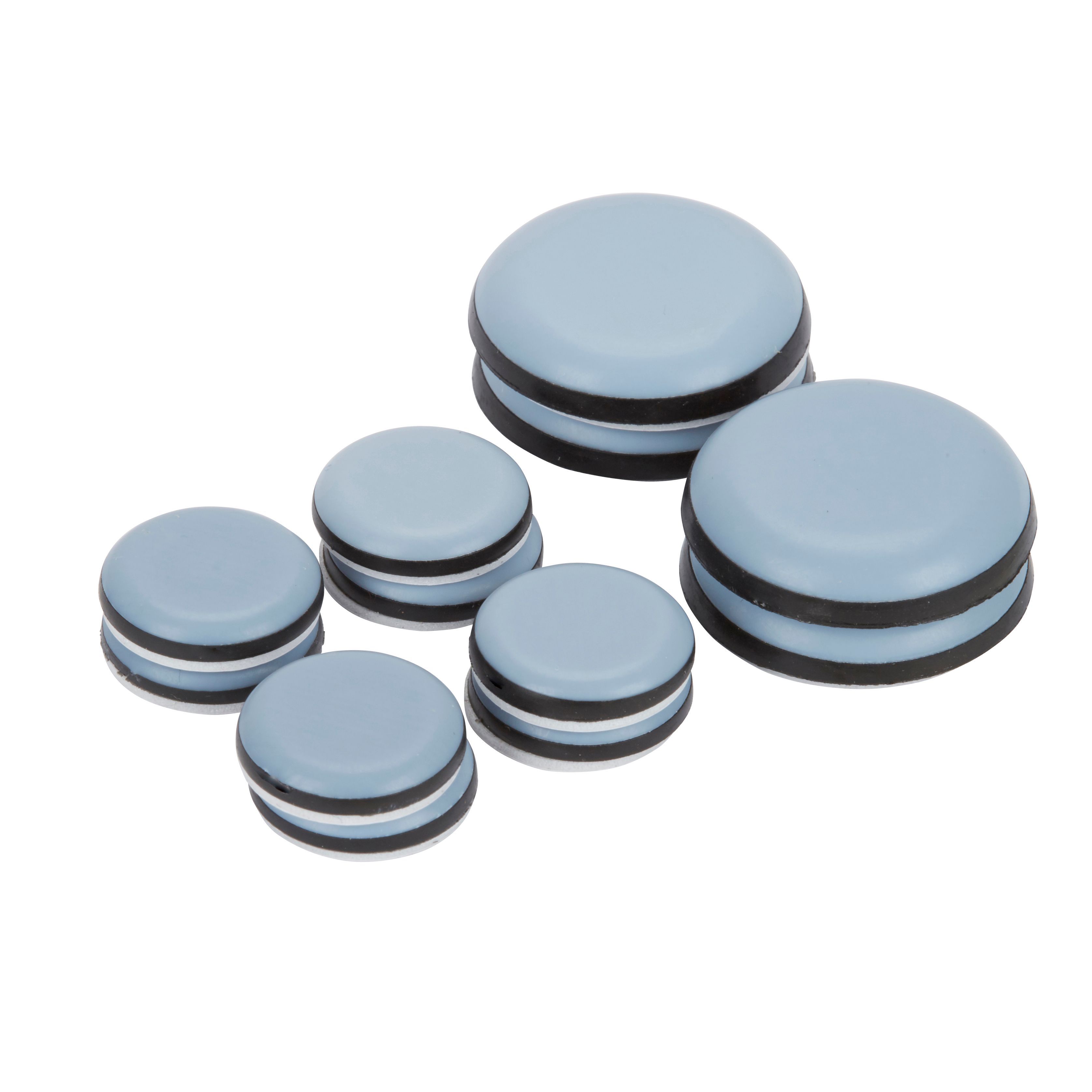 Black & grey EVA & PTFE Glide (Dia)19mm, Pack of 12