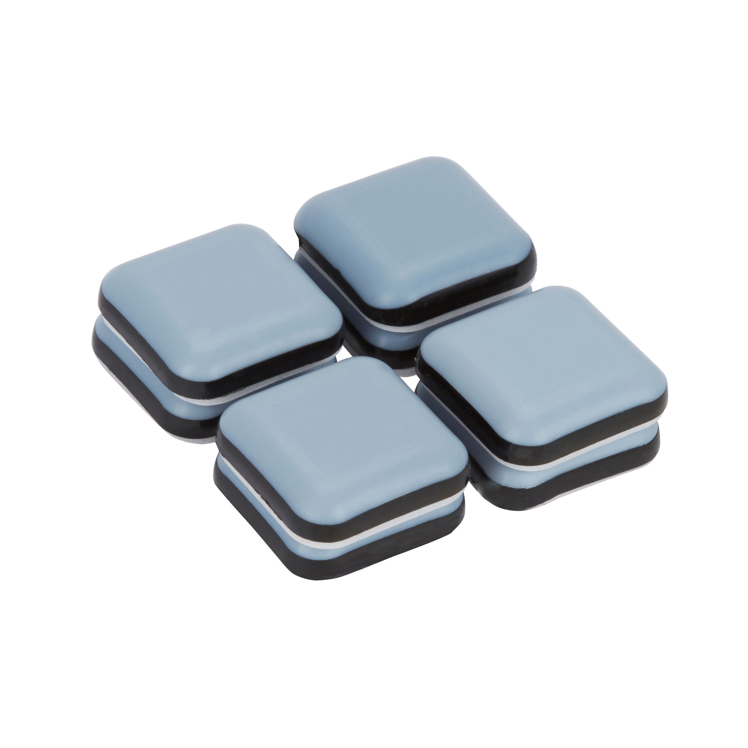 Black & grey EVA & PTFE Glide (L)24mm (W)24mm, Pack of 8