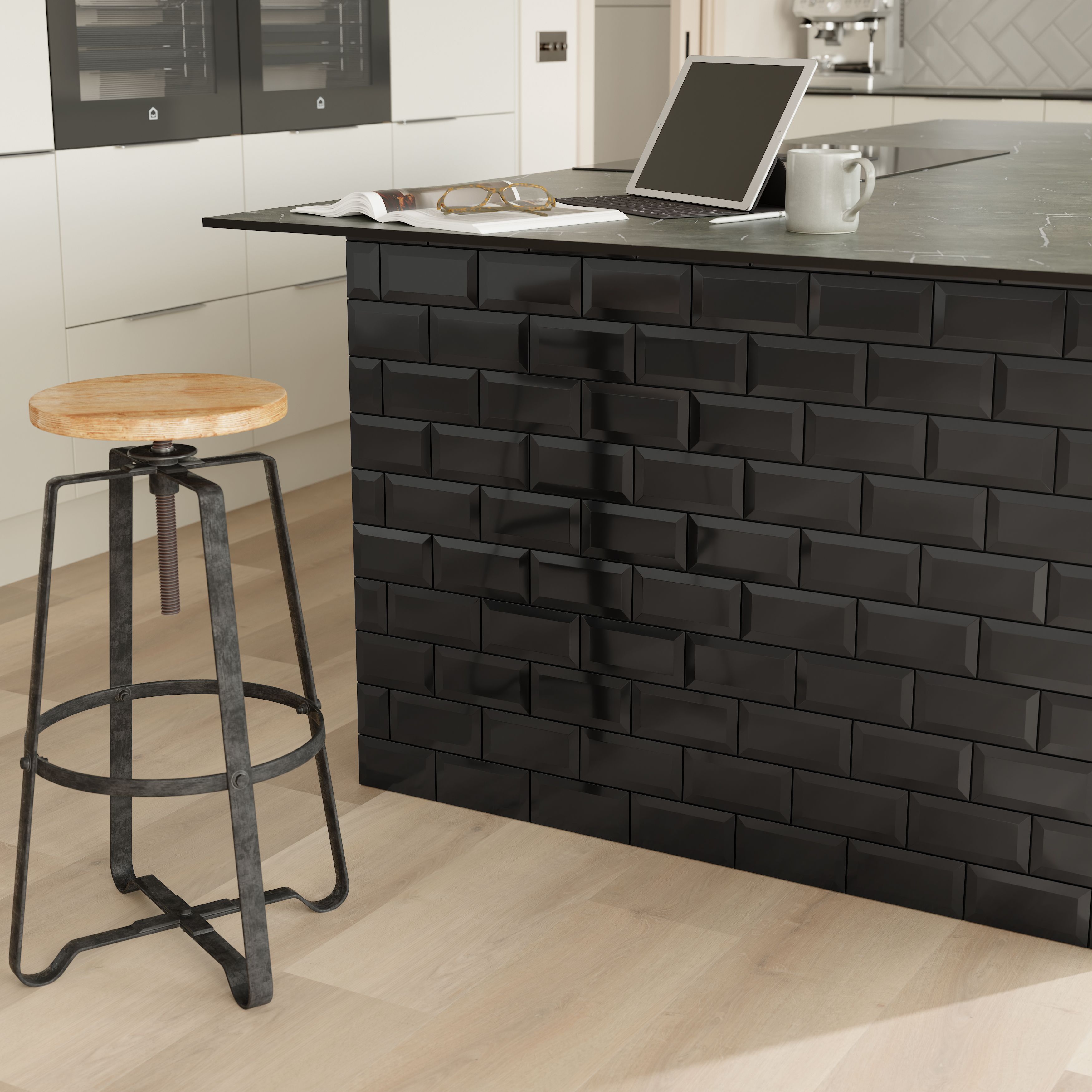 Black Matt Metro Ceramic Indoor Wall tile - 5