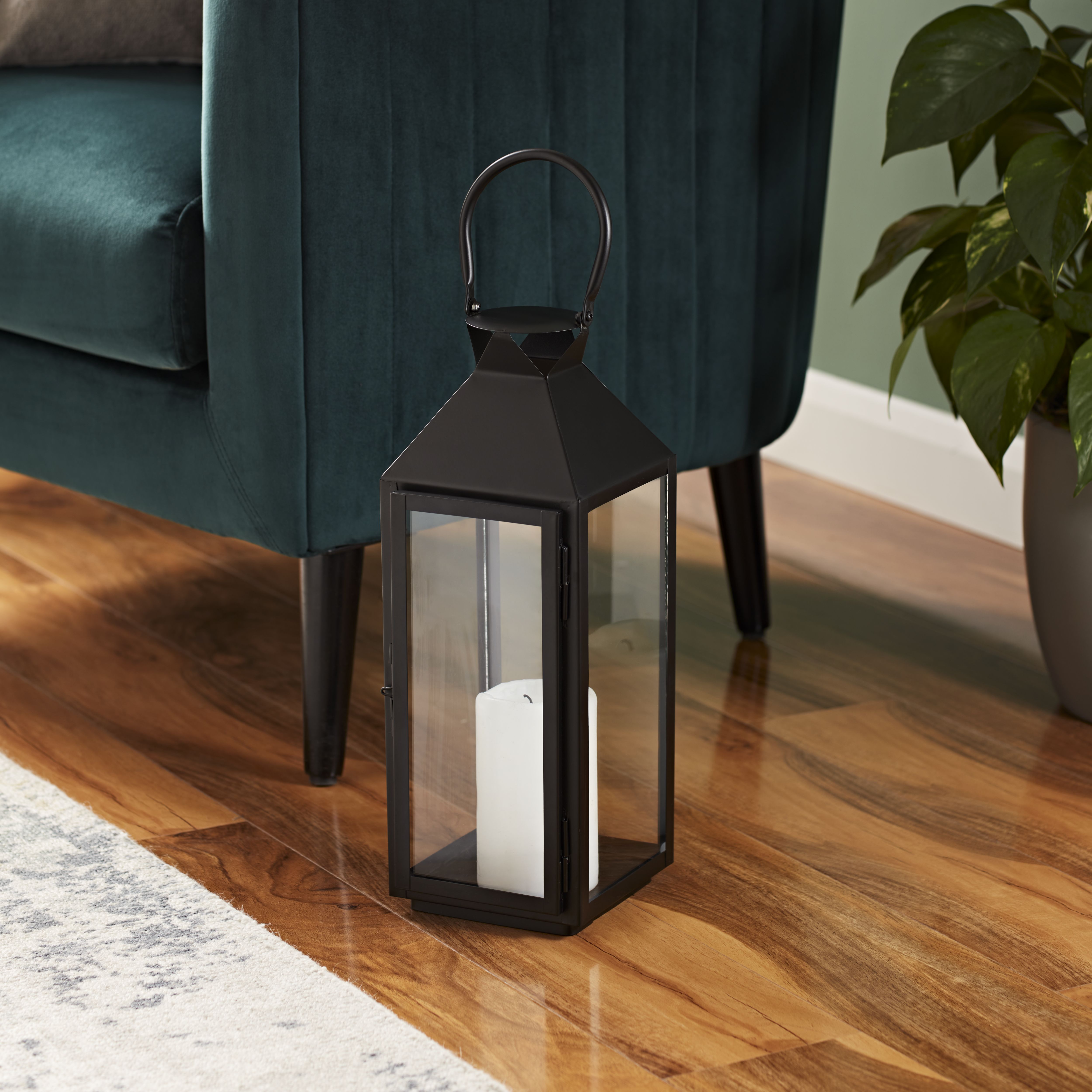 Black Metal Lantern W 14cm x D 14cm