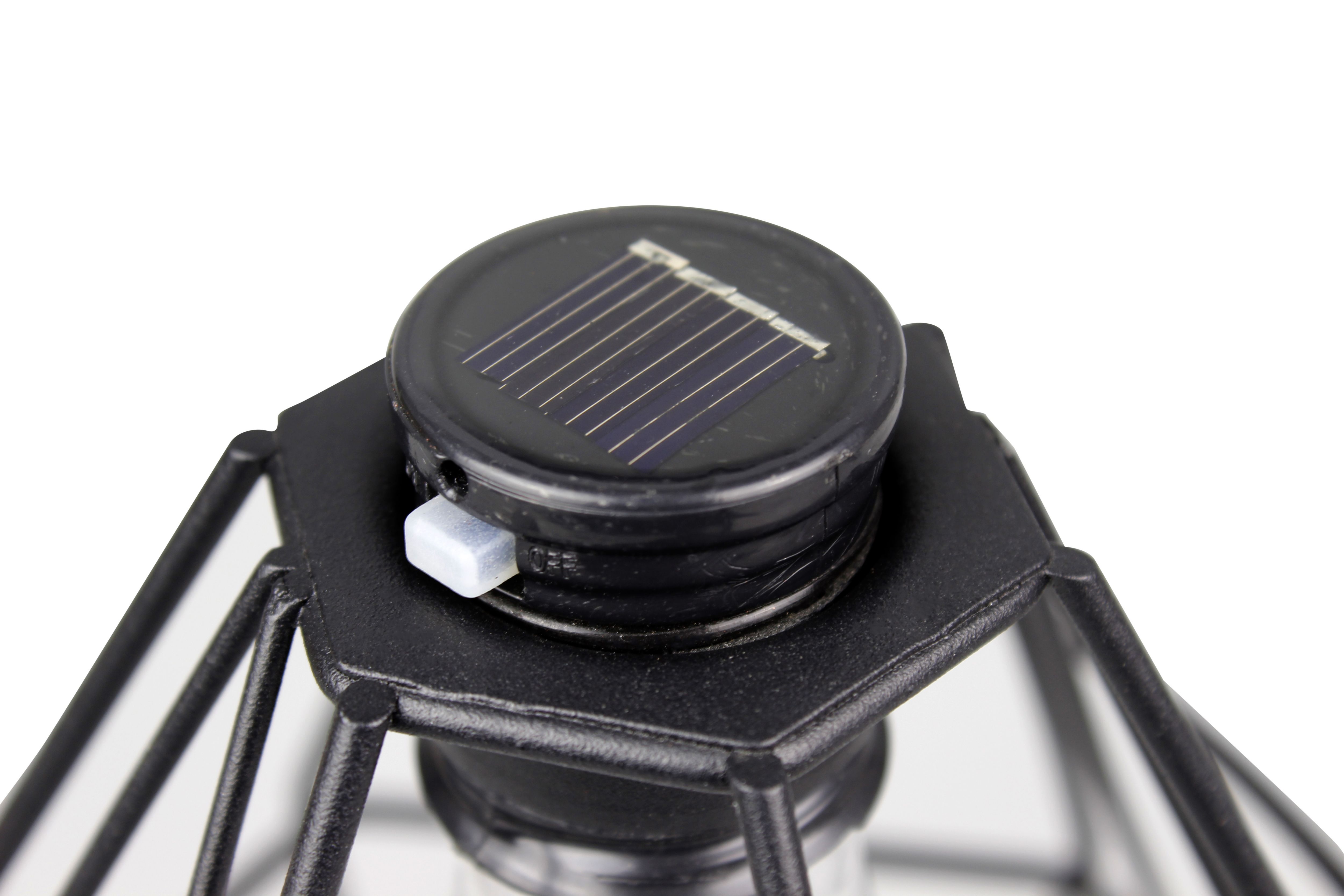 Black Metal & plastic Solar-powered Outdoor LED Small Mini lantern