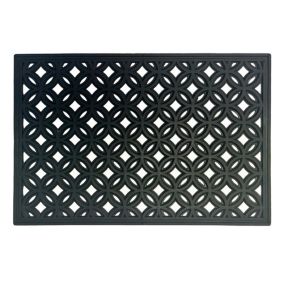 Black Moroccan Tile Heavy duty Door mat, 60cm x 40cm