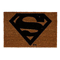 Black & natural Superman logo Door mat, 40cm x 60cm