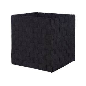 Black Non-woven fabric & polyester (PES) Storage basket (H)310mm (W)310mm