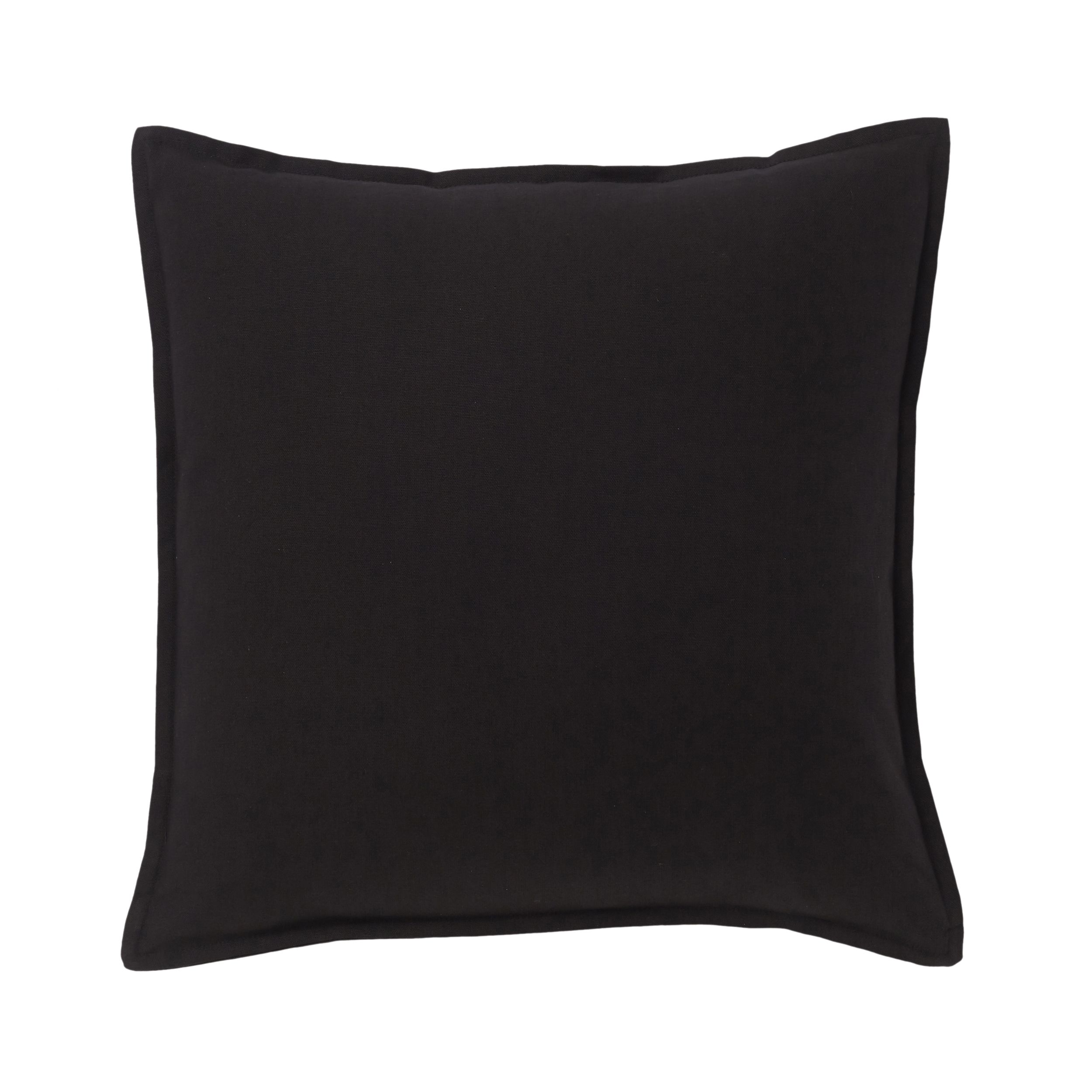 Black Plain Cotton effect Indoor Cushion (L)45cm (W)45cm