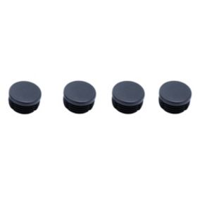 Black Plastic Insert cap (Dia)29mm, Pack of 4