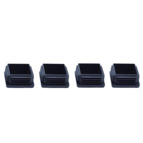 Black Plastic Insert cap (L)37mm (W)37mm, Pack of 4