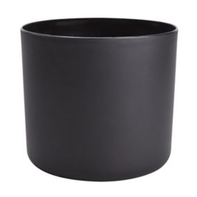 Black Plastic Plain Round Plant pot (Dia)25.1cm