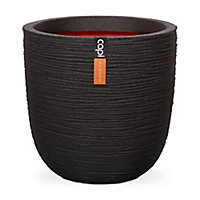 Black Polyethylene (PE) Rib Round Plant pot (Dia)35cm