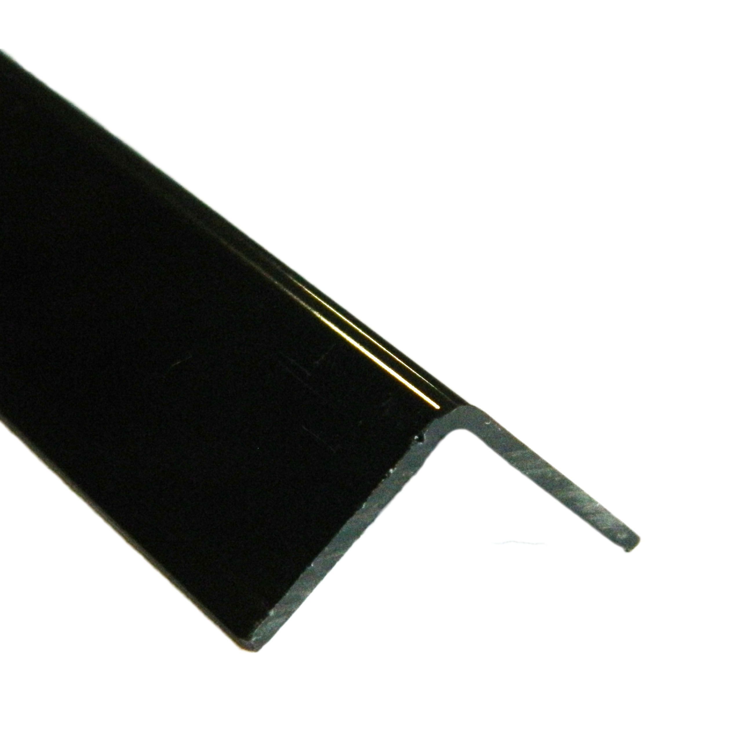 Black Polyvinyl chloride (PVC) Equal L-shaped Angle profile, (L)2m (W)20mm (D)20mm (T)1mm