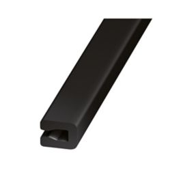 Black Polyvinyl chloride (PVC) Unequal U-shaped Angle profile, (L)1m (W)7mm (T)1mm