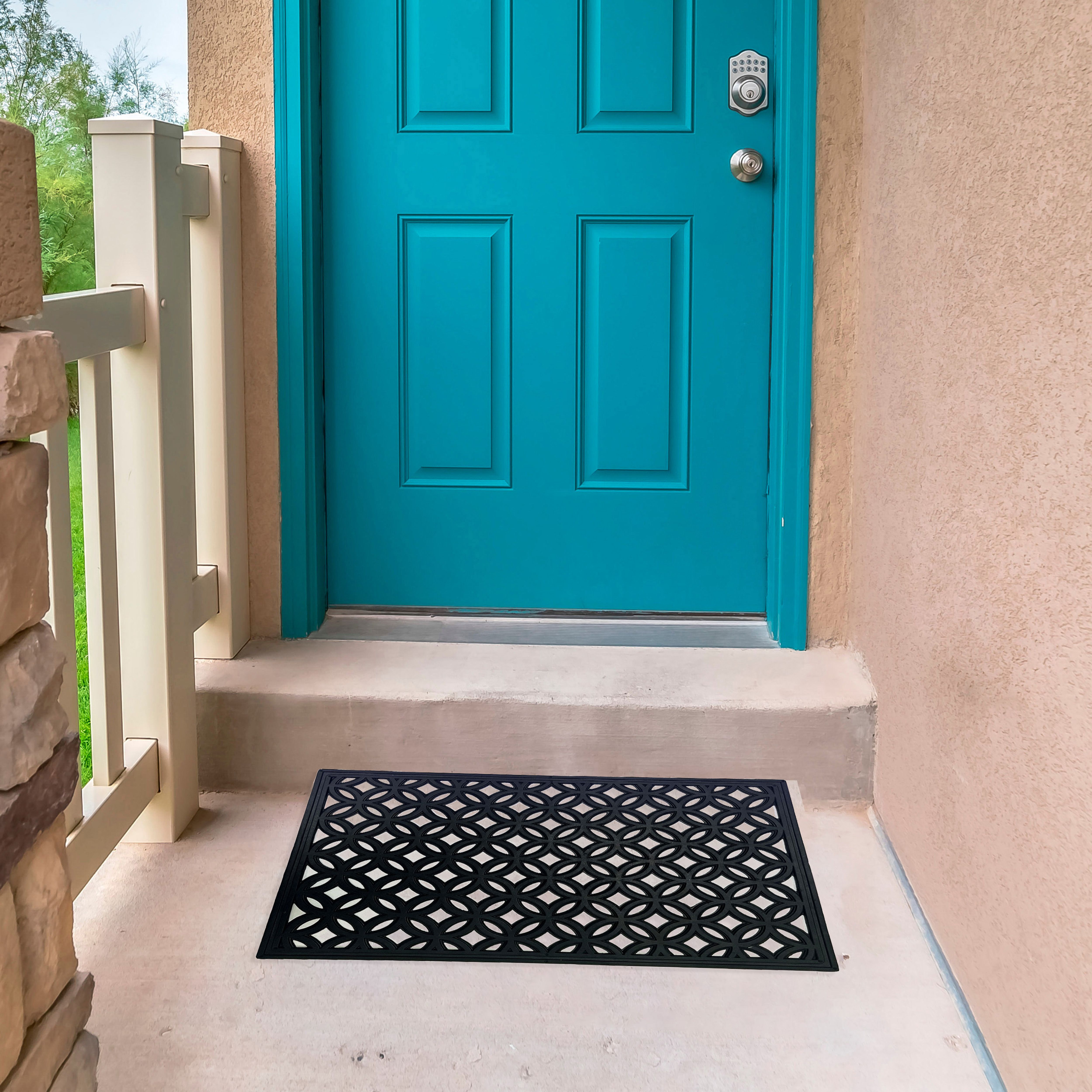 Black Rectangular Door mat, 40cm x 60cm