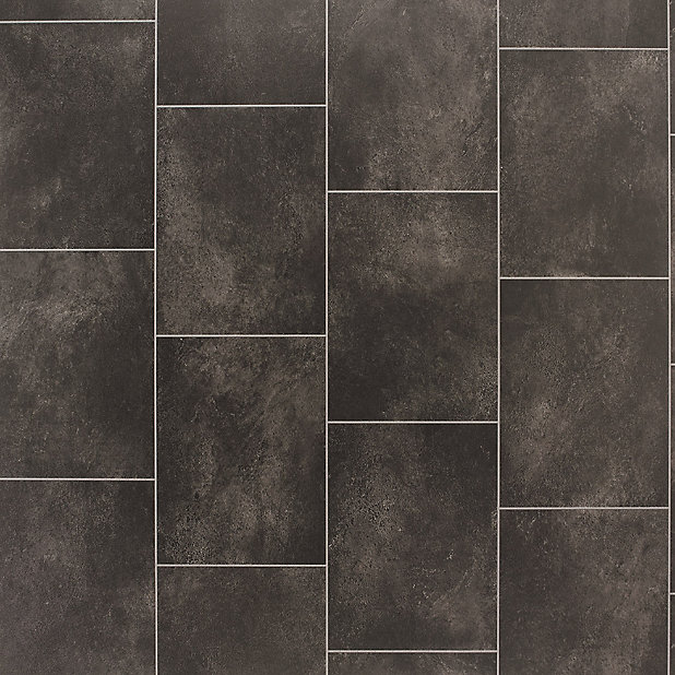 Black Slate Tile Effect Vinyl Flooring, Grey Slate Vinyl Floor Tiles