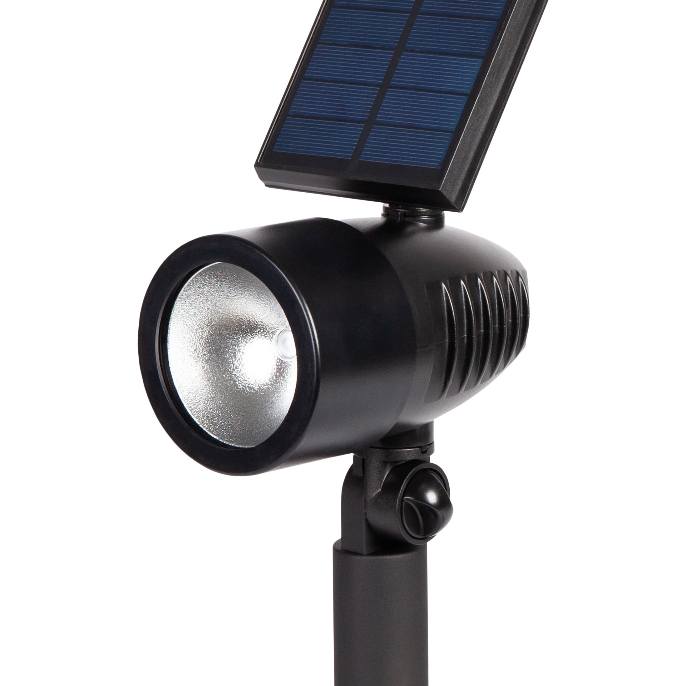 Black Solar-powered 120lm Integrated LED Outdoor Spotlight