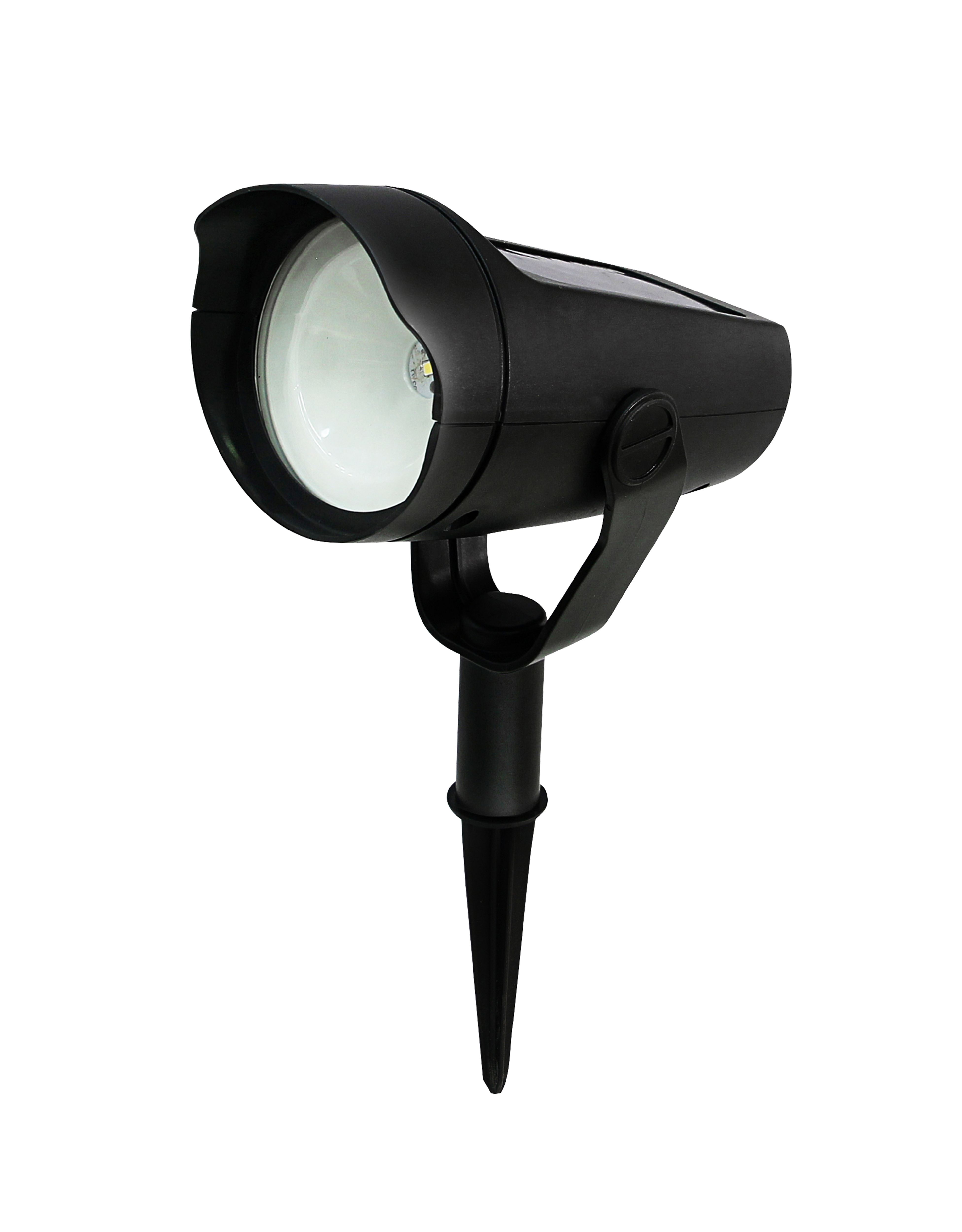 Black Solar-powered 15lm Integrated LED Outdoor Spotlight