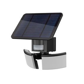 Black Solar-powered Cold white Integrated LED Floodlight 800lm