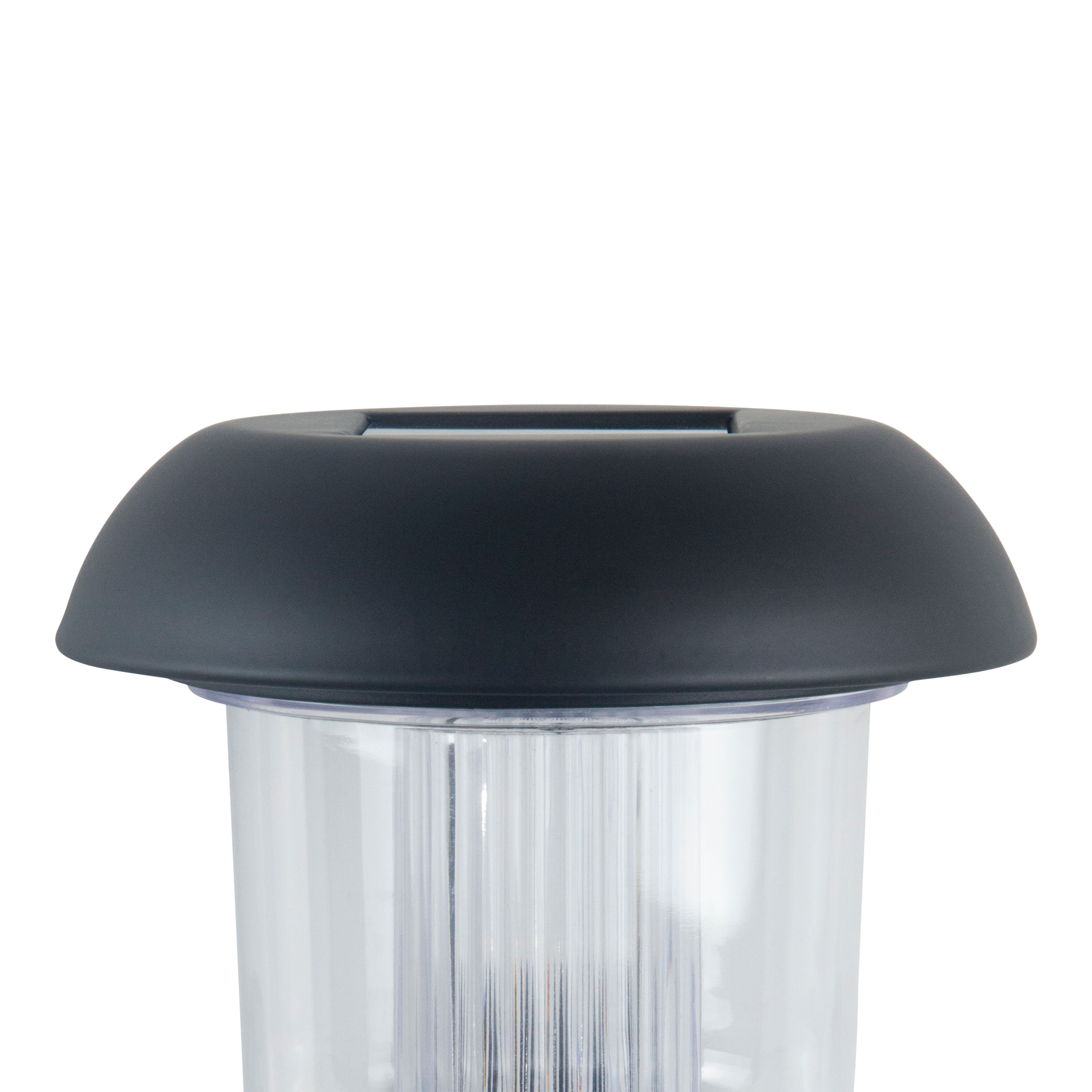 Black Solar-powered Integrated LED Outdoor Round Wall light, Pack of 1