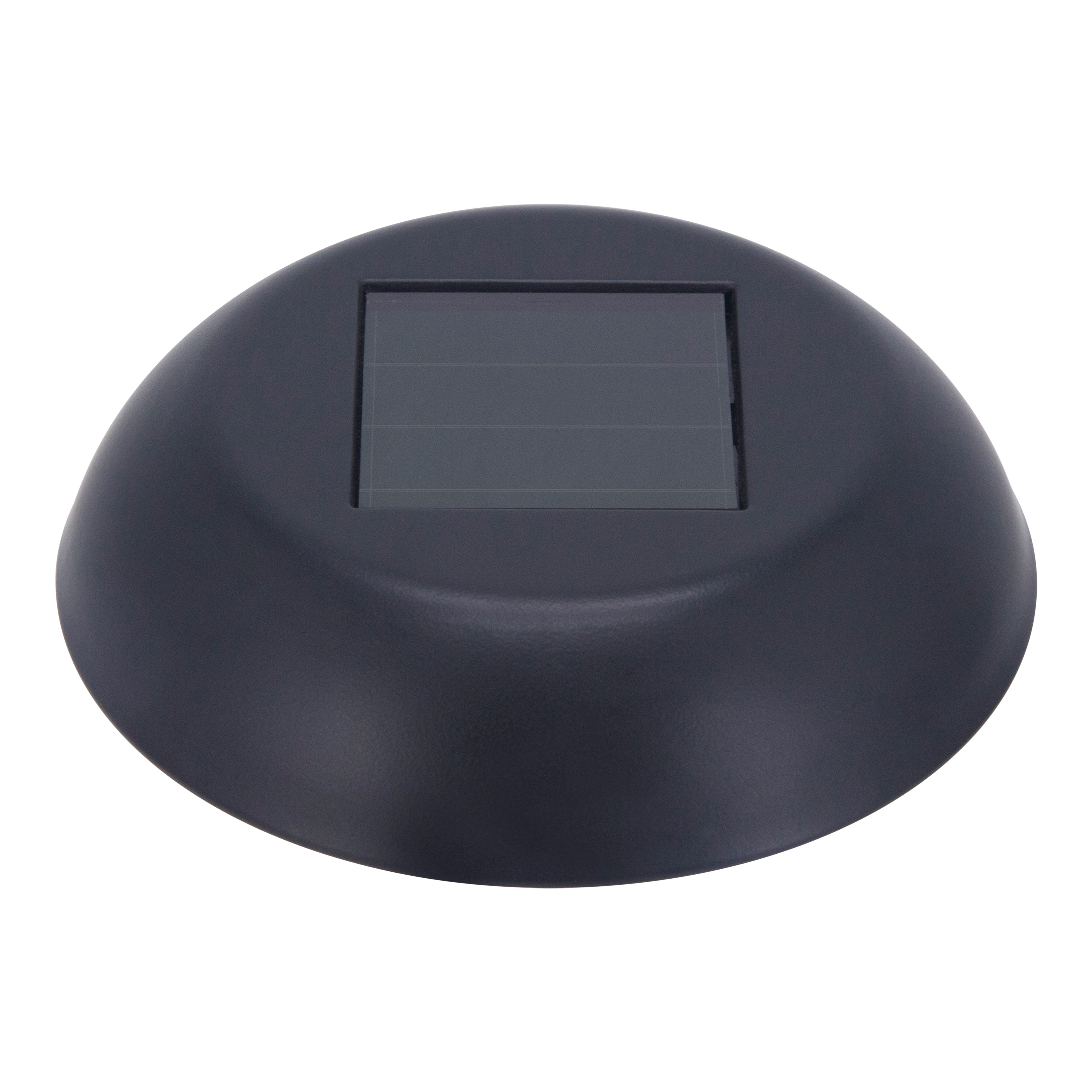Black Solar-powered Integrated LED Outdoor Round Wall light, Pack of 1