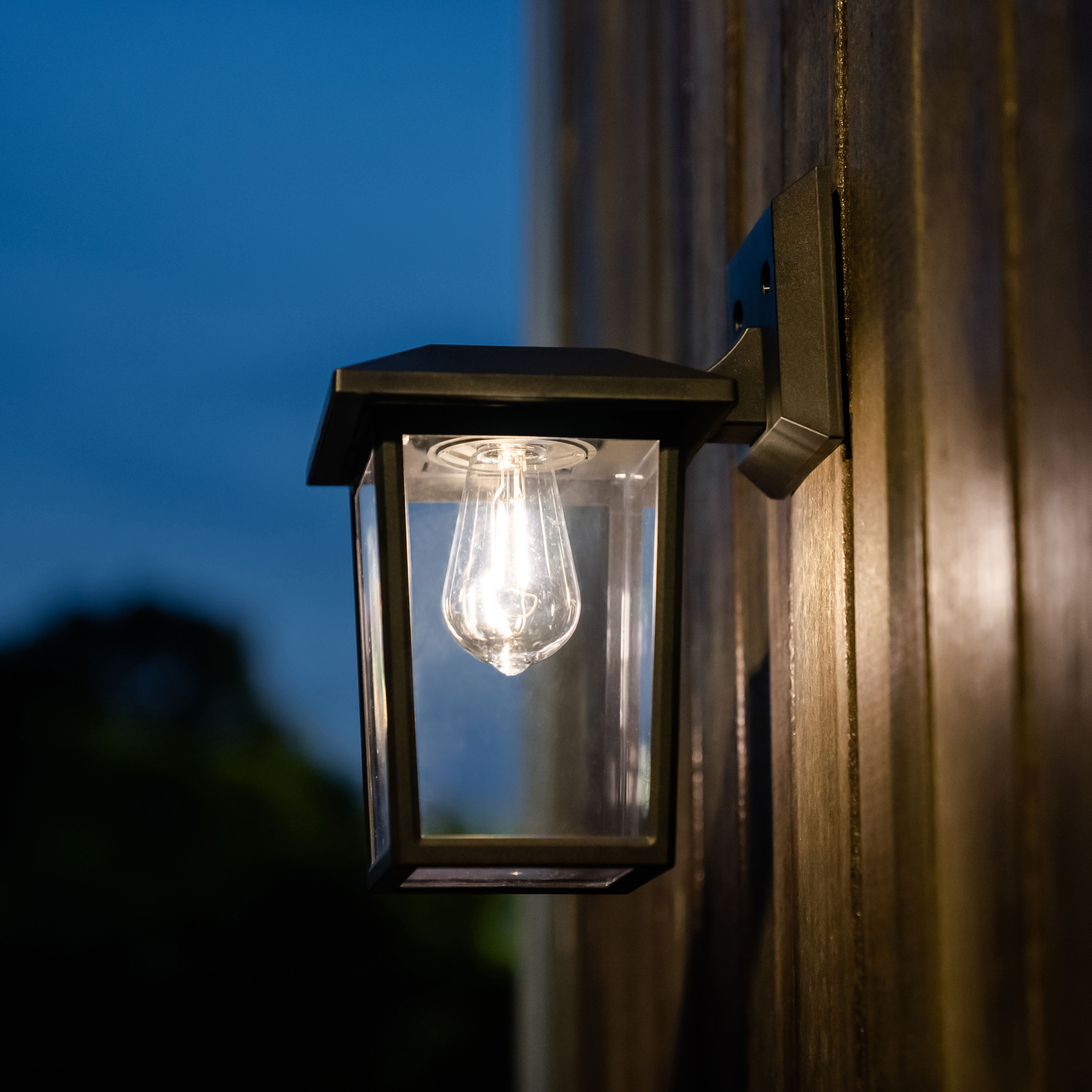 Black Solar-powered Integrated LED Outdoor Wall light