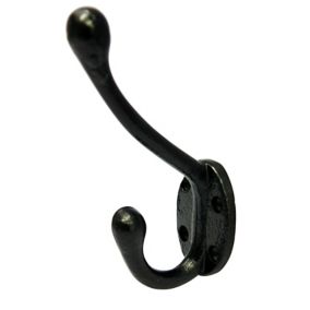 Black Steel Double Hook (H)124mm (W)37mm