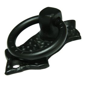 Black Steel Iron effect Ring Cabinet Knob (Dia)42mm