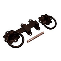 Black Steel Ring gate latch, (L)70mm