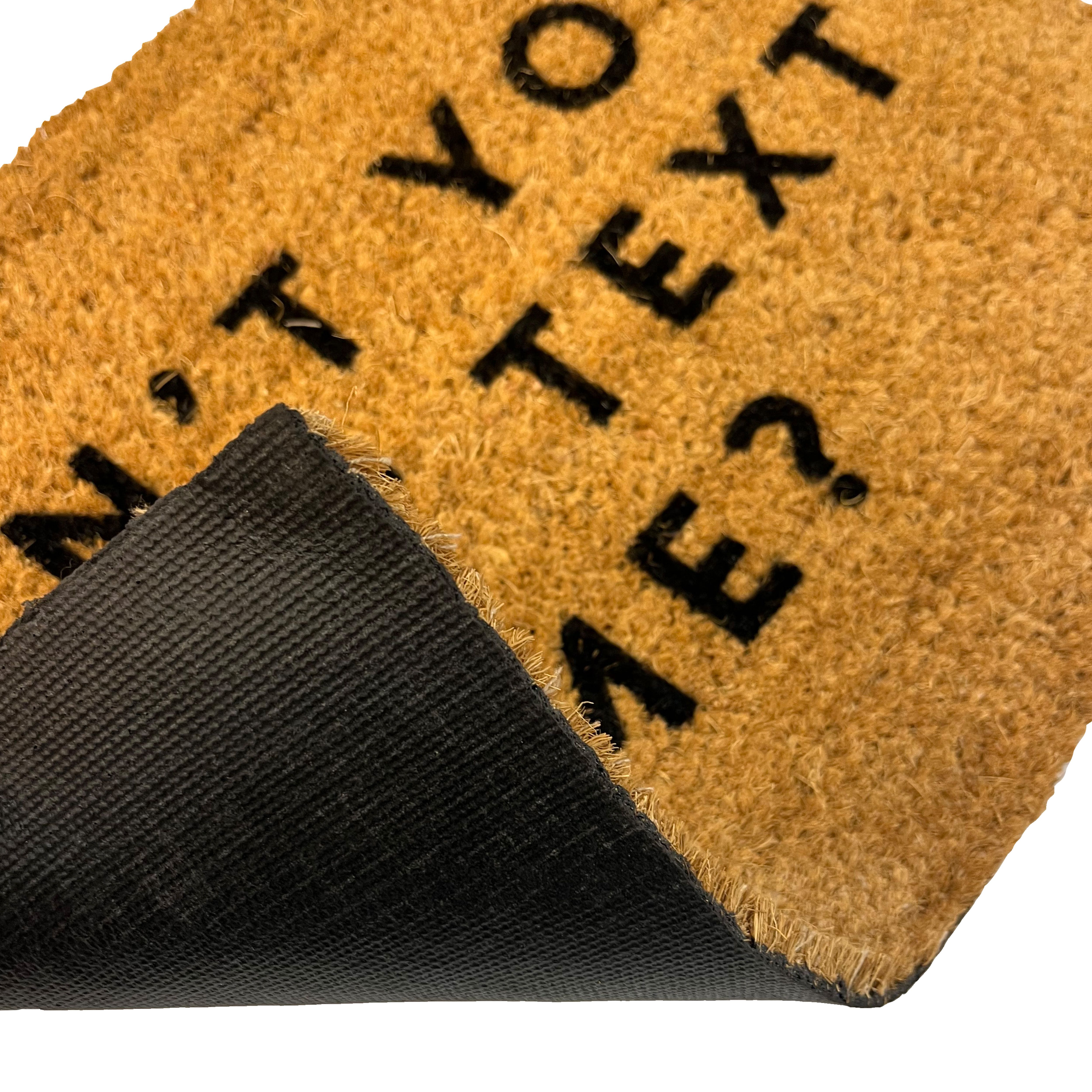 Black Text Me Door mat, 57cm x 40cm